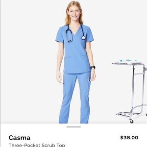 Wear figs light blue 3 pocket scrub top XS